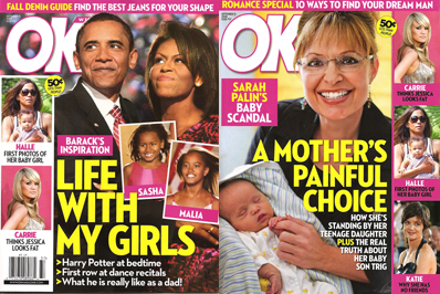 Illustration for article titled This Week In Tabloids: Sarah Palin Joins Angelina & Jamie-Lynn As Cover Moms With Probs